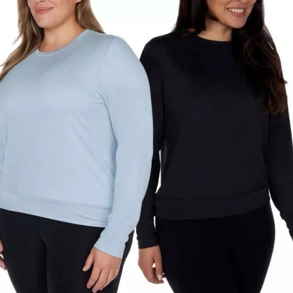Lukka Long Sleeve Tops - Black and Light Blue